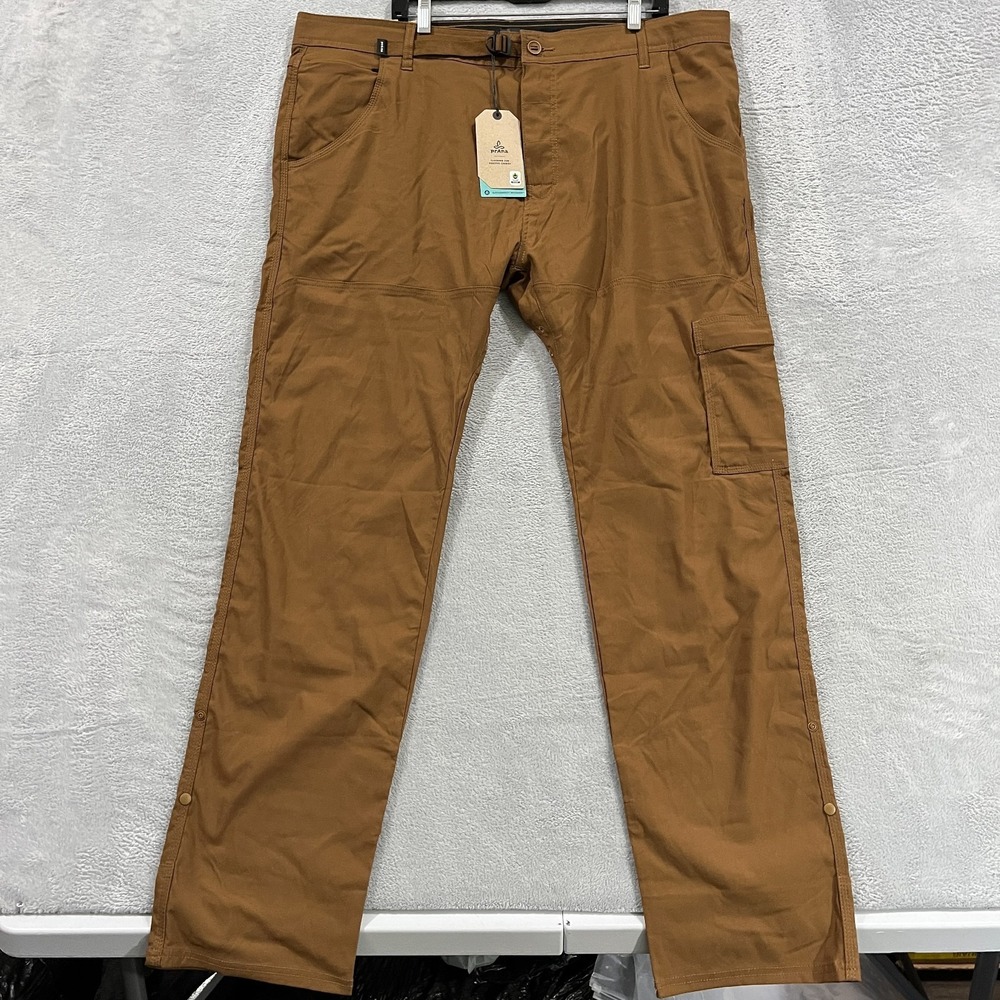 Prana Pants Mens 42x34 Sepia Stretch Zion Slim Pant II Hiking Cargo Roll Up